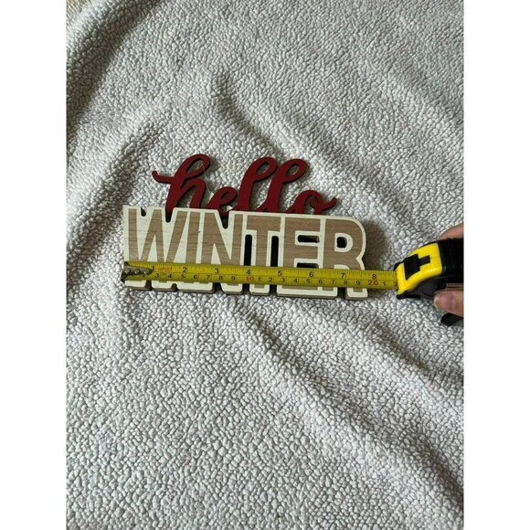 3 for $15 - Ashland Hello Winter Wooden Table Decor Sign 8" NWT - Picture 2 of 3
